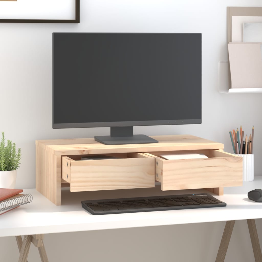 NNEVL Monitor Stand 50x27x15 cm Solid Wood Pine