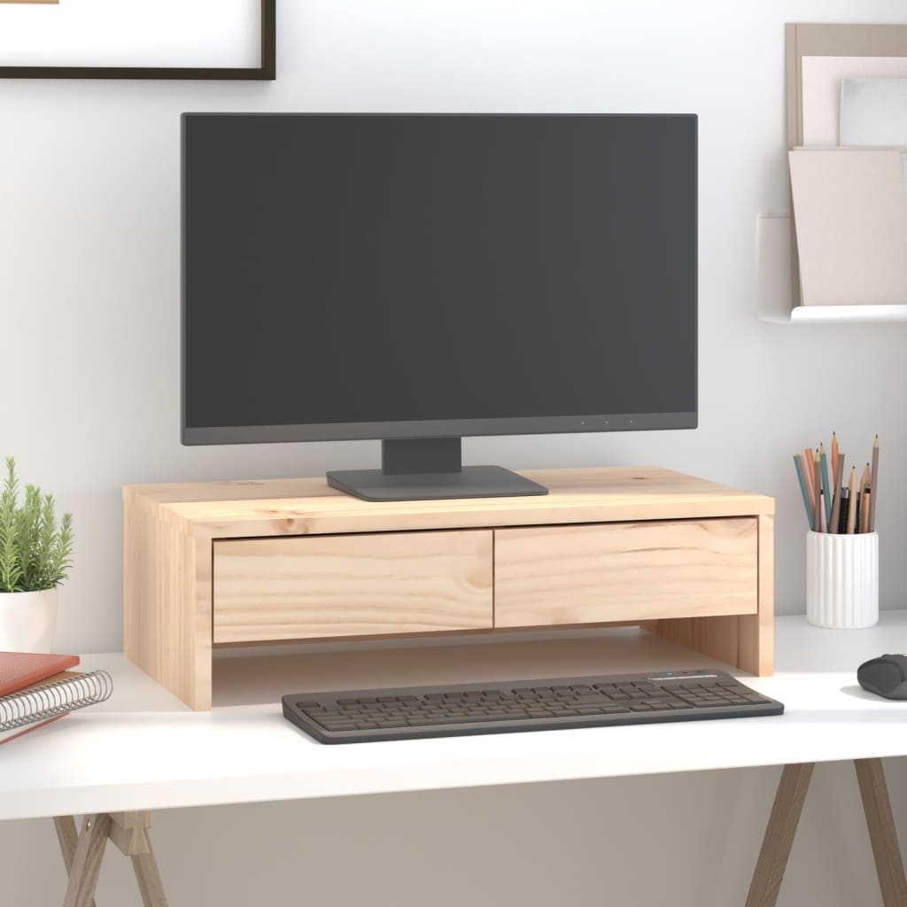 NNEVL Monitor Stand 50x27x15 cm Solid Wood Pine