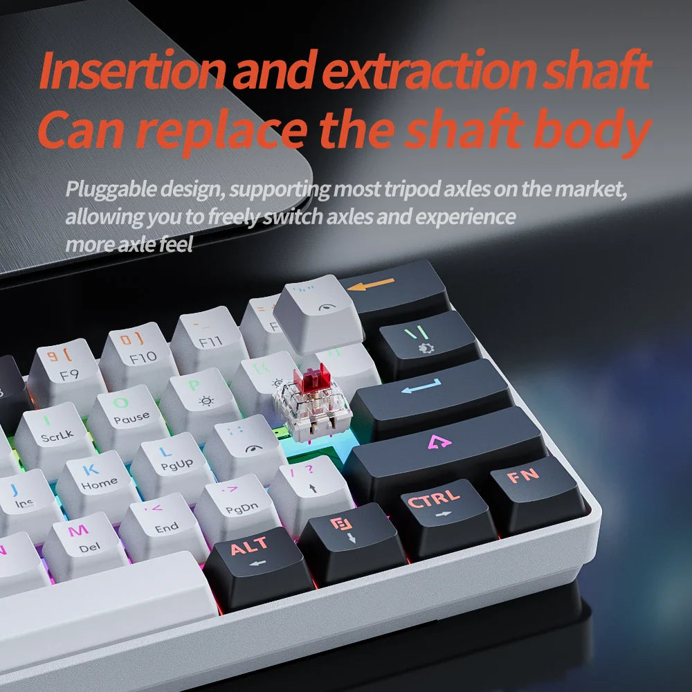 NNEOBA 61 Keys USB Gaming Mechanical Keyboard Red Switch RGB